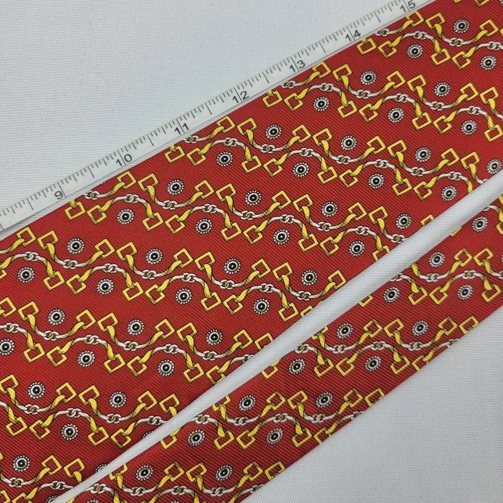 BIJOUX TERNER Red Horsebit 100% Silk Neck Tie 62